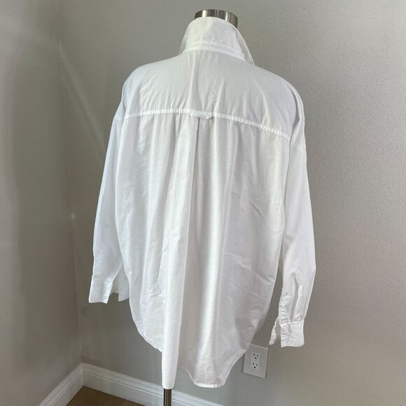 Old Navy Womens XL Boyfriend Shirt White Cotton Long Sleeve Button Up Blouse Top - Picture 6 of 8